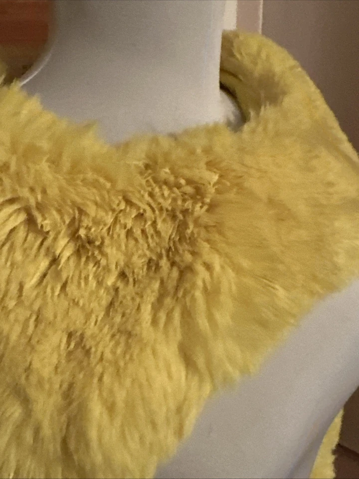 Yellow Faux Fur Long Sleeve Shoulder Shrug - No Brand, Y2K Club Scene - Image 2 of 4
