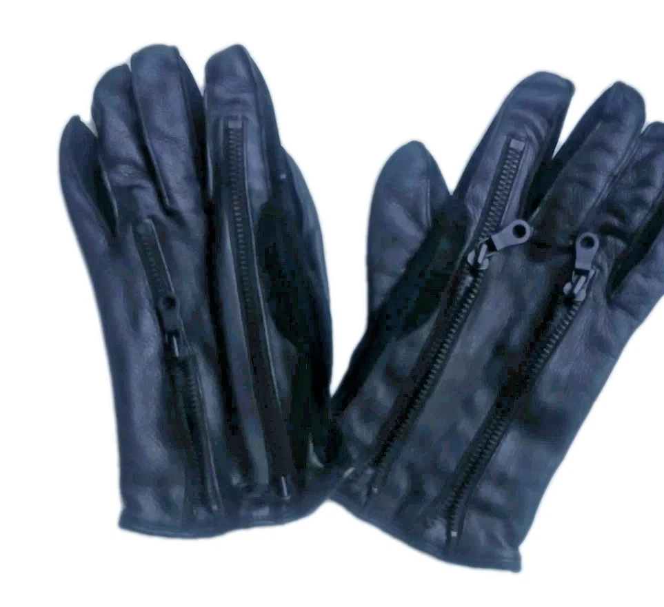 Morgan Mens Leather Suede Gloves Black Medium Adjustable Extendable