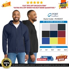 Port  Company PC90ZHT Men's Tall Essential Fleece Full Zip Hooded Sweatshirt