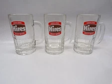 (3) Vintage Genuine Hires Root Beer Glass Mugs 6" Tall