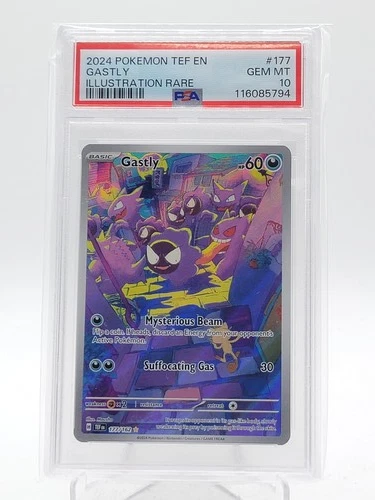 GASTLY 2024 POKEMON TEMPORAL FORCES ILLUSTRATION RARE #177 PSA 10 Q0895