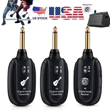 Dual Transmitter UHF Wireless Guitar System for Electric Musical Instruments USA