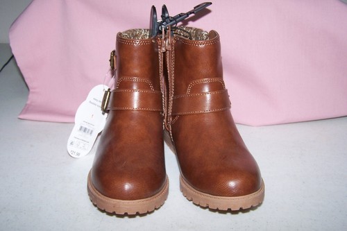 Niños Wonder Nation Zapatos/Botas Niño Talla 1 NUEVO con Etiquetas Fácil Encendido/Apagado Castaño - Imagen 5 de 8