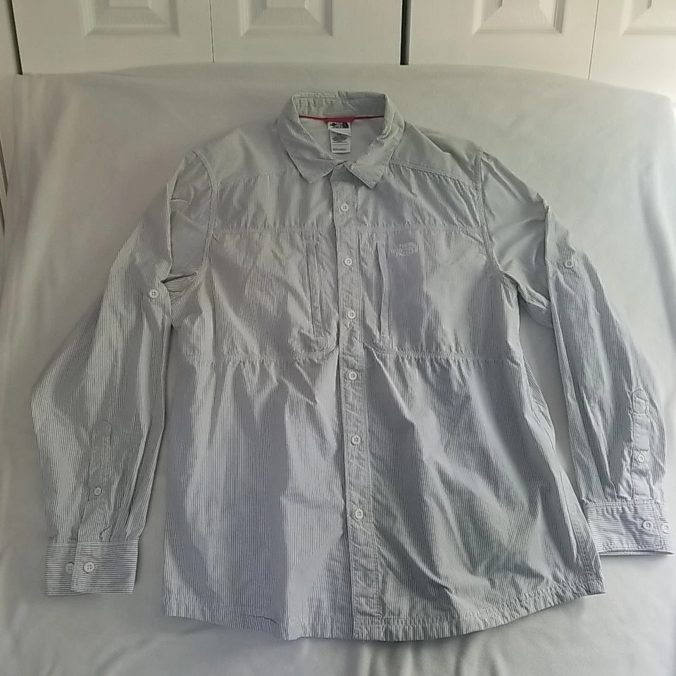 Camisa The North Face Para Hombres Multicolor Rayas Ventiladas Cremallera Bolsillos Talla Grande Foto 2 de 4
