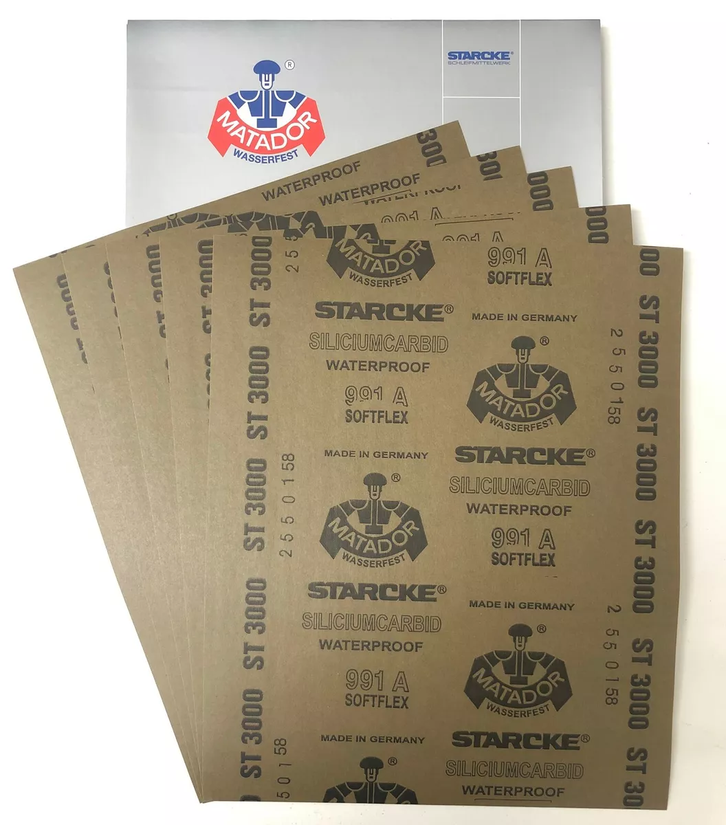 Matador Abrasive Wet Dry Sandpaper 25 Sheets 3000 Grit 9