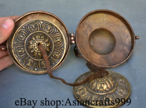 3.4" Alte chinesische Bronze Tempel 8 Glückliche Symbol Box Statue Skulptur - Bild 7 von 10