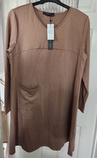 Womens size XL Zanzea shift tunic dress BNWT Taupe brown NEW