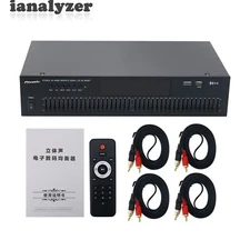 EQ666BT Dual 20-Band Stereo EQ Graphic Equalizer (Black) + 4pcs Cables