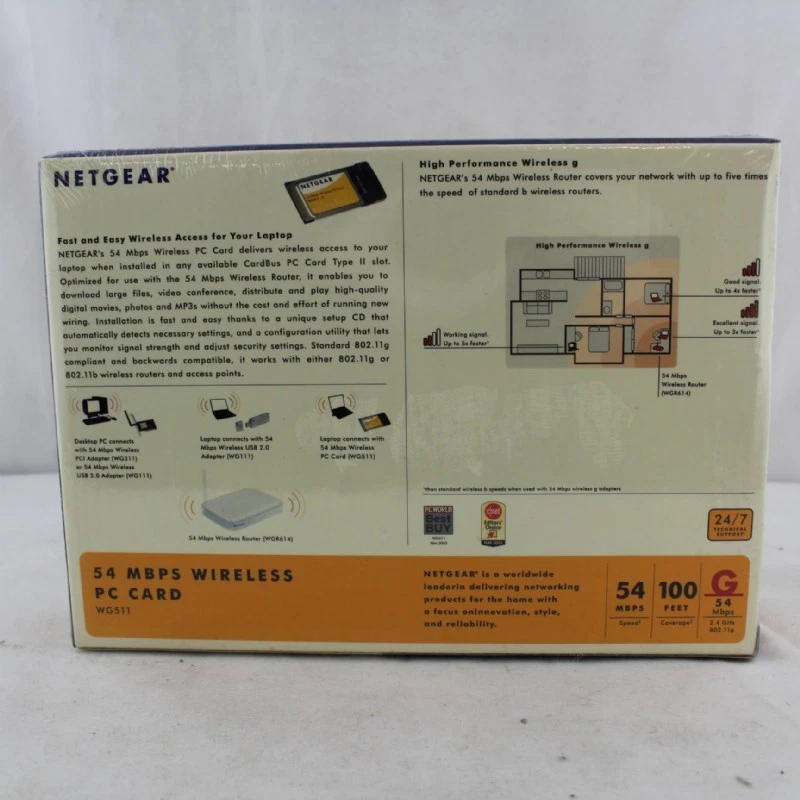 New in Package Netgear wg511vcna 54 MBPS Wireless G PC Card Wifi Network - Image 4 of 4