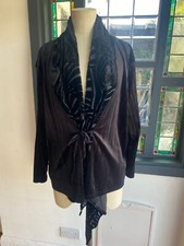 Taking Shape Large Black 20% Silk Devore Burn Out Velvet Drape Jacket Scarf Fron