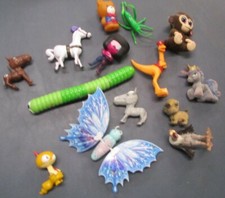 LOT x 14 Mixed Small Plastic Animals / Toys / Animated Characters etc. used