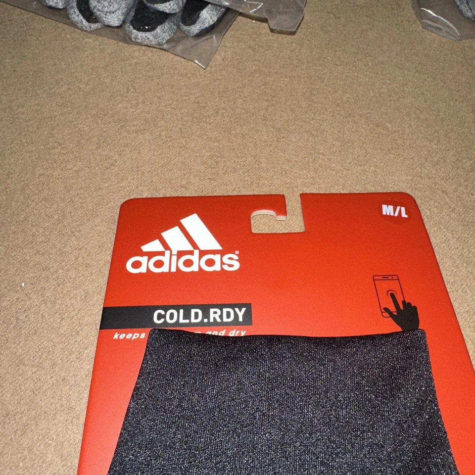 Adidas COLD.RDY Guantes para Correr Negros/Grises Adultos Hombres Medianos/Grandes Foto 3 de 4