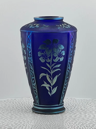 Fenton Sand Carved  Favrene Vase