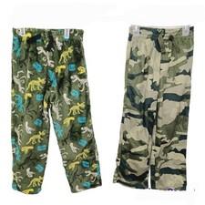 2x Pajama Pants: Wonder Nation 4/5 Boys Dinosaurs Camo Green Fleece
