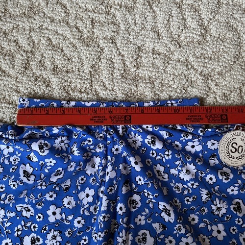 Flared Mini Skater Skirt Stretch Knit SO Juniors Small Blue White Floral NWT - Picture 6 of 13