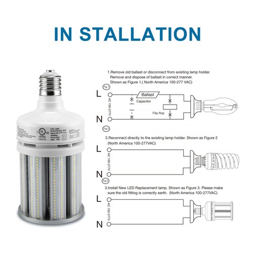 80W LED Corn Light High Bay Bulb 5000K E39 Base Parking Lot Retrofit Light DLC - Picture 8 of 12
