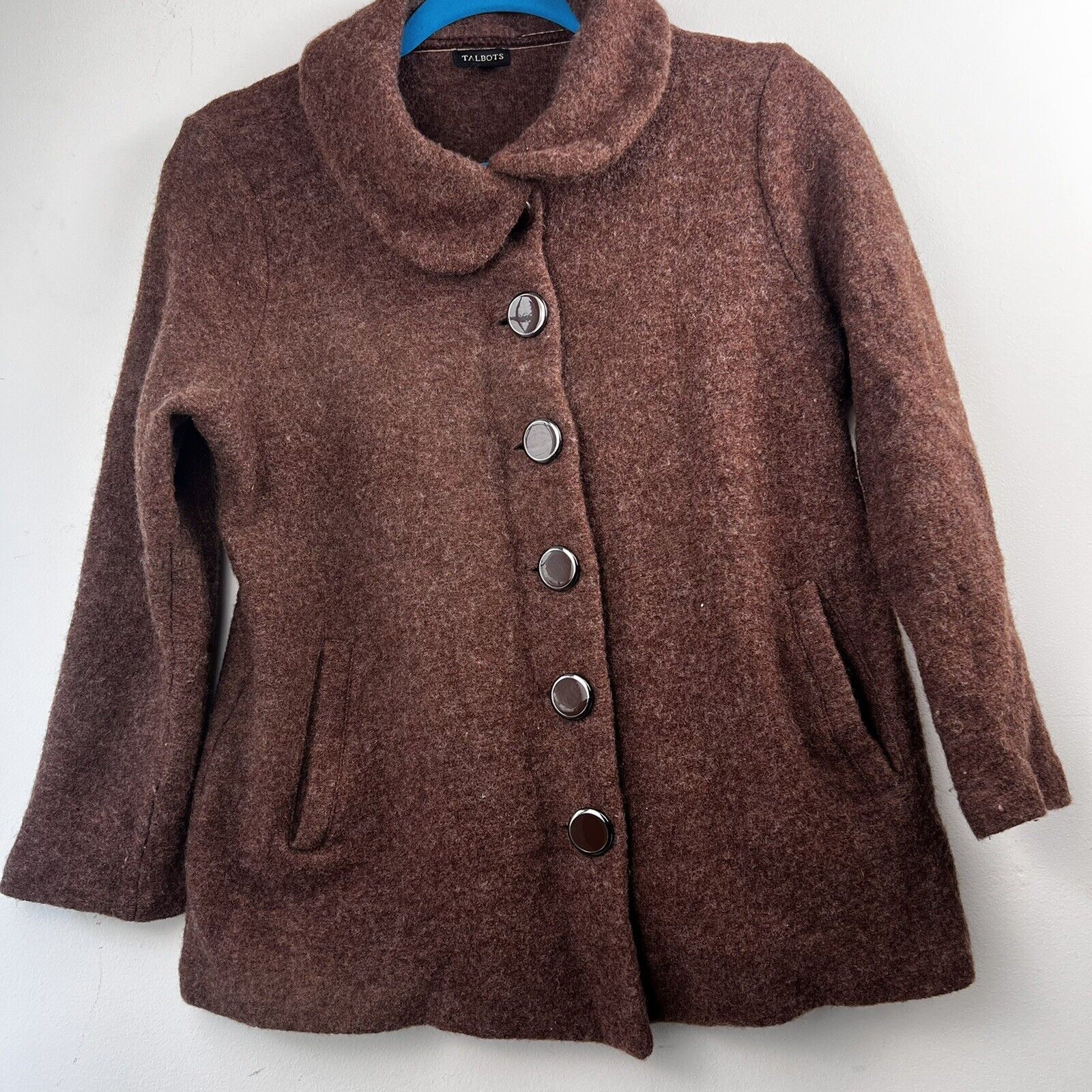 Talbots Jacket Women Size Medium  100% Wool Brown… - image 1