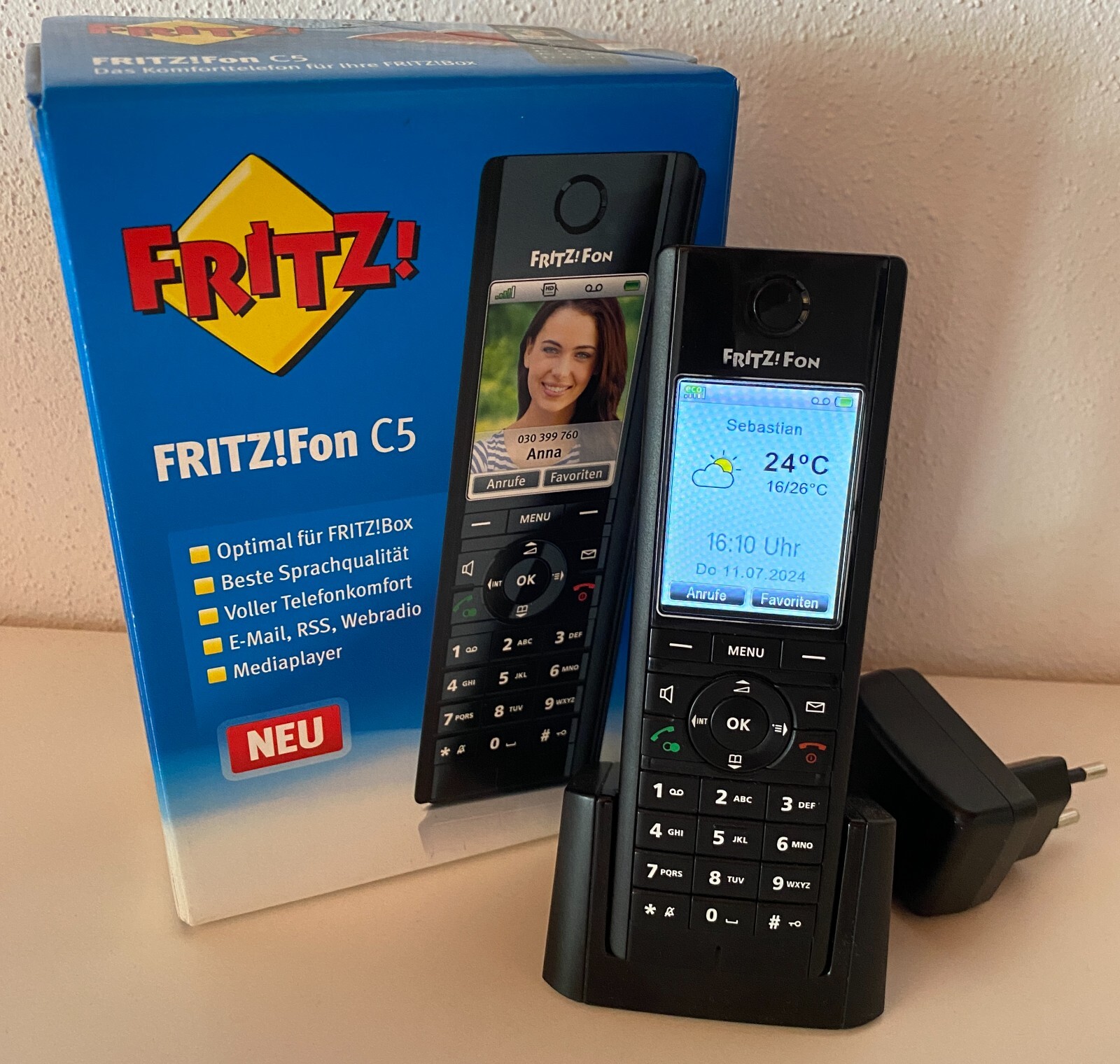 Fritz Fon C5 Display Leuchtet Immer AVM FRITZ!Fon C5 Schnurloses VoIP DECT-Telefon Handset - Schwarz