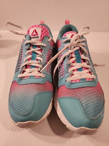 Reebok ZRated Womens Size 5.5 Sneaker shoes Lite Blue And Hot Pink Low Top - Picture 2 of 12