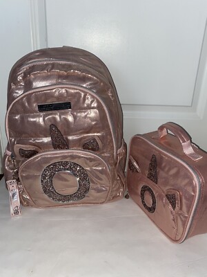 justice rose gold backpack
