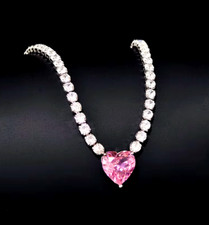 kunzite heart cut Sparkling Luxury 3.3C Gemstone Necklace tines zircon chain