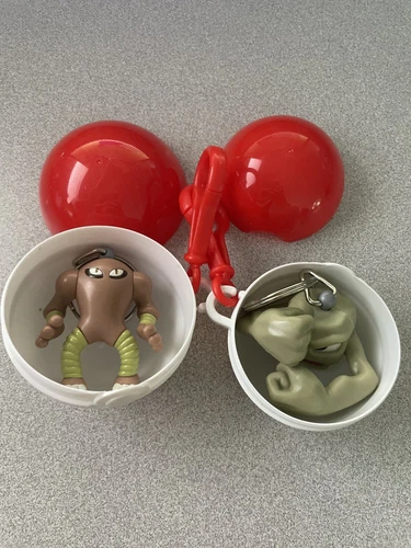 Pokémon Figure Keychains Lot Of 2 GEODUDE HITMONLEE 1999 Burger King Pokeballs