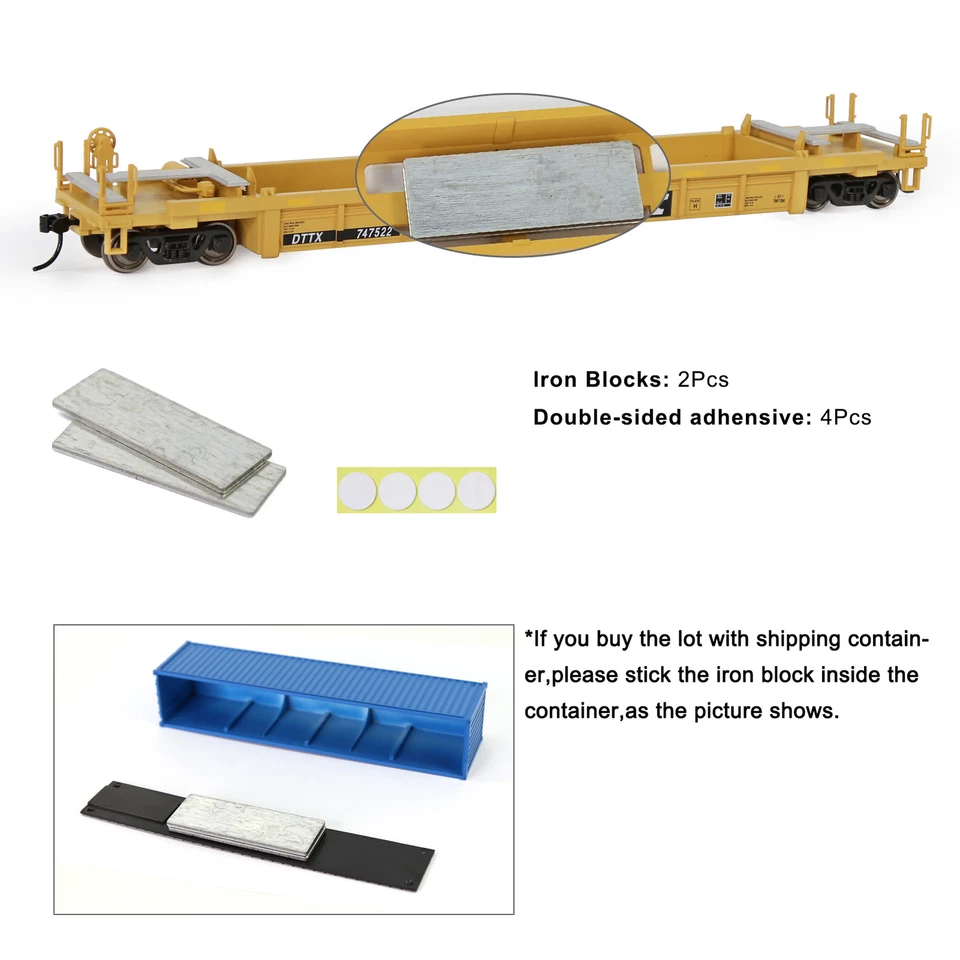 One Set HO Scale 40ft Well Car W 1:87 40' 20' Shipping Container - Image 4 of 4
