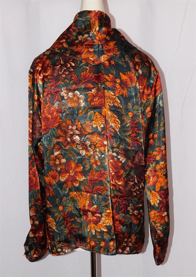 Blusa floral roja naranja vintage PAPPAGALLO para mujer talla 12 hecha en Corea Foto 3 de 4