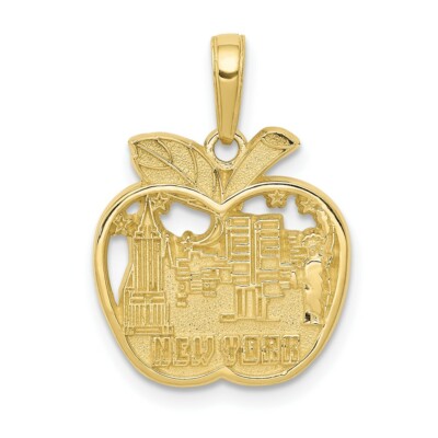 Echt 10kt Gelbgold New York City Skyline im Apfel Anhänger