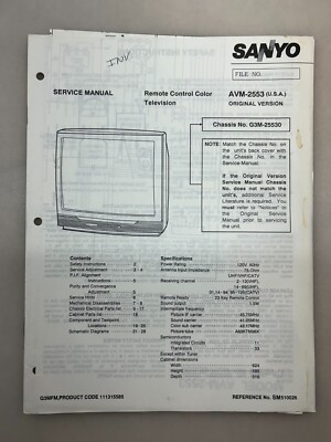 Sanyo AVM-2553 Original Service Manual Free Shipping