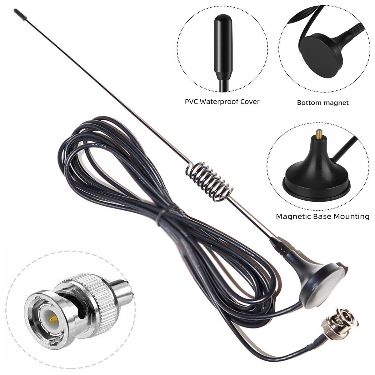 BNC Scanner Antenna for Uniden RadioShack Wideband Receive Enhanced