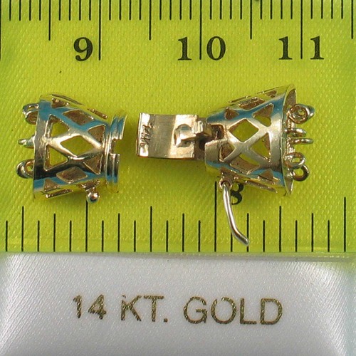 14K Yellow Gold Classic 6-Row (Six Strands) Pearl Bead Clasp - Picture 4 of 5