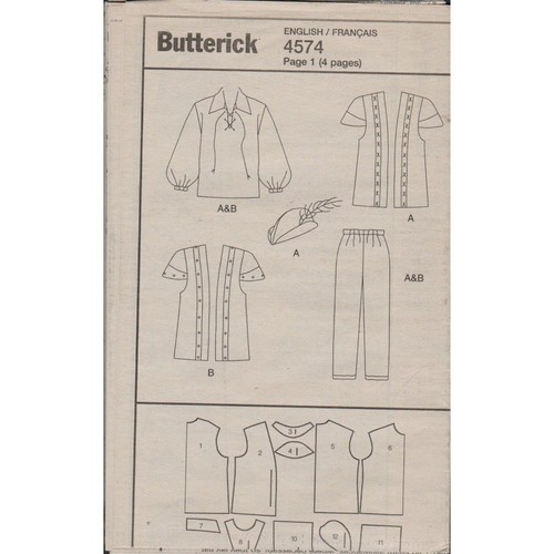 Butterick 4574 BP432 Mens Robin Hood & Pirate Costume Pattern Size S-M-L Uncut - Picture 3 of 5