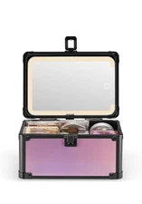 Qislee Makeup Box with A Detachable Lighted Mirror, Waterproof Small Makeup Case