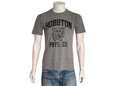 Vintage Hobbtown Phys. Ed. T-Shirt   Classic heather gray gym tee with wildcat m