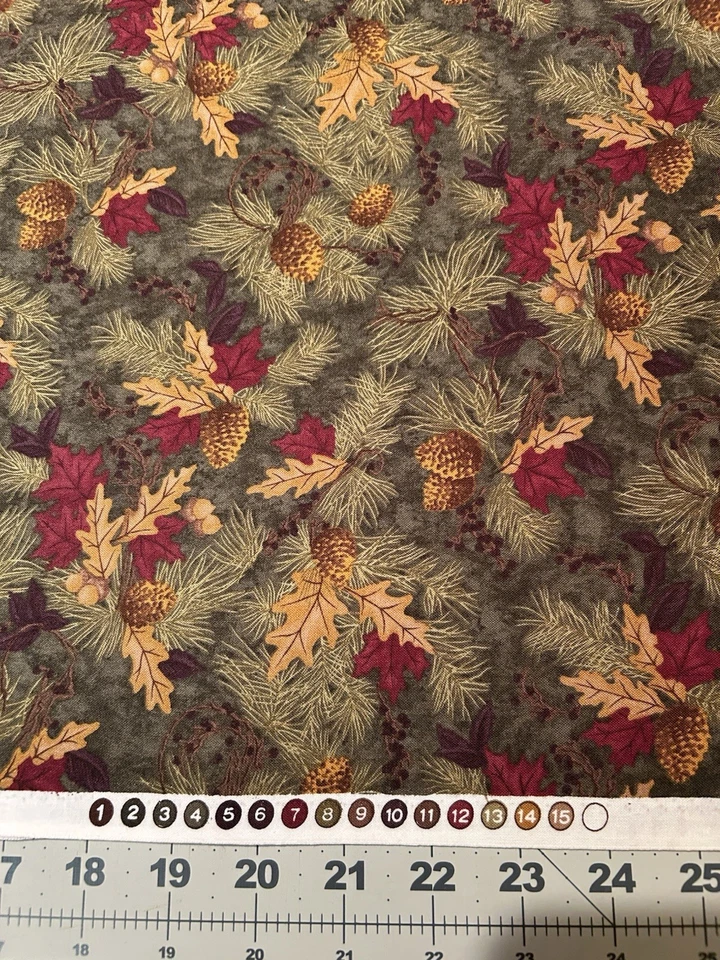 Woodland Pines by Holly Taylor for Moda Leaves Fall Pinecone Fabric BTY Quilting - Image 3 of 4
