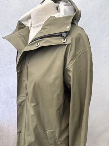 Tretorn Rain Coat Size S Green Hooded Mid Length Women’s - Picture 3 of 10
