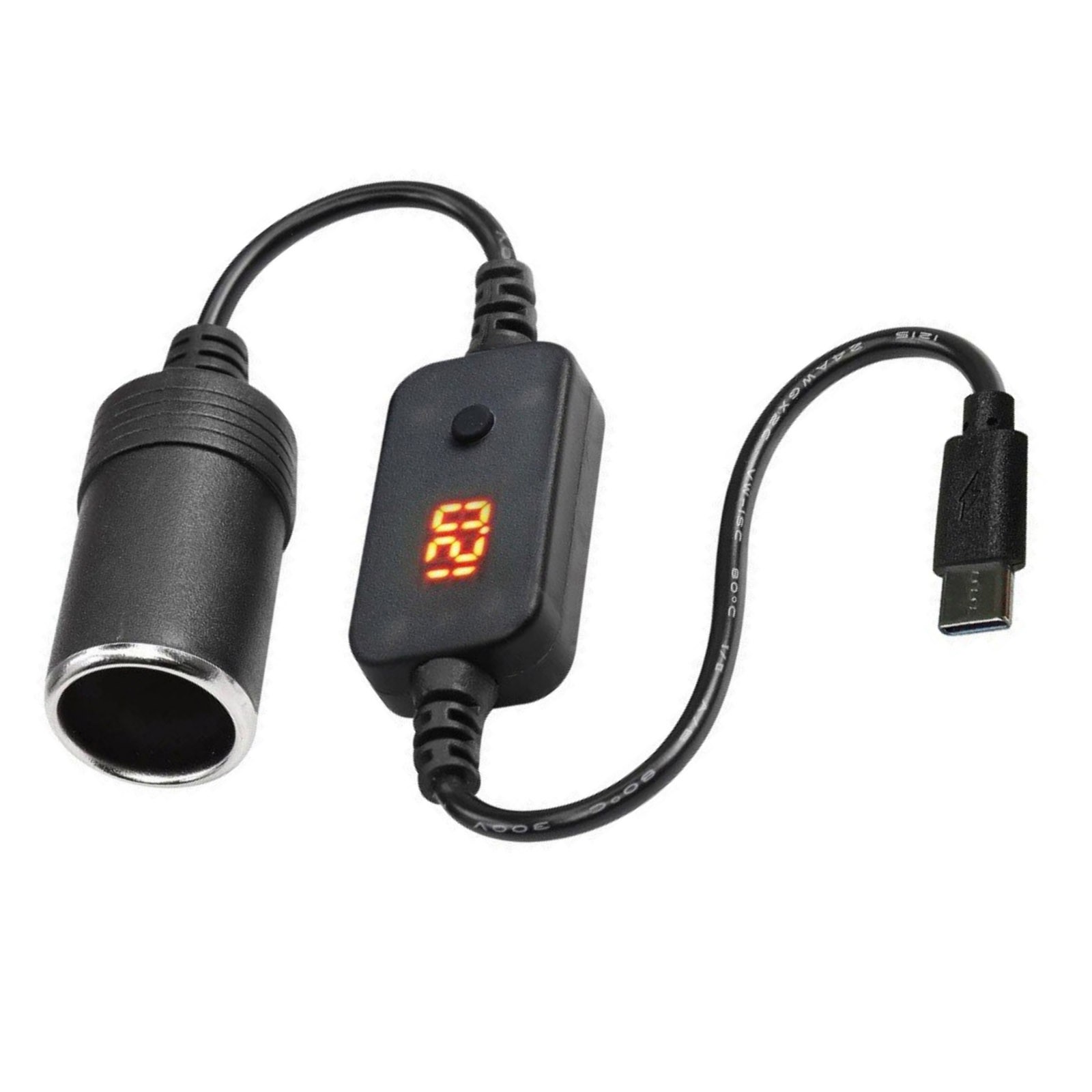 1PCS USB C to 12V Car Cigarette Lighter Adapter Converter Cable for Solar Panel