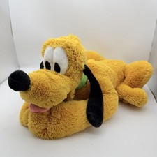 Pluto Disney Parks Plush Stuffed Animal 19" Long Green Collar Mickey Mouse Dog