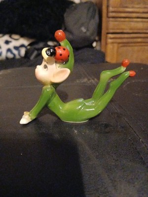 vintage josef originals  figurine Pixie Elf W/ Lady Bug