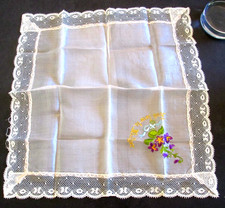 Handkerchief Fond Love to Mother Souvenir Silk Embroidered Flowers VTG