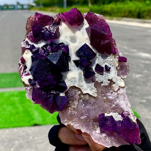 1.47LB Natural Transparent purple Fluorite Mineral Crystal Specimen/China - Picture 13 of 19