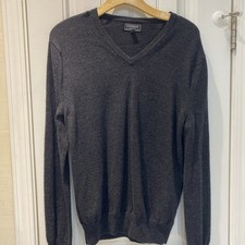 Express dark gray merino wool v-neck long sleeve sweater - medium      812