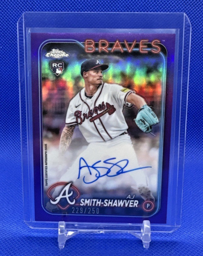 2024 Topps Chrome - Rookie Autographs AJ Smith-Shawver #RA-AJS Purple Refractor