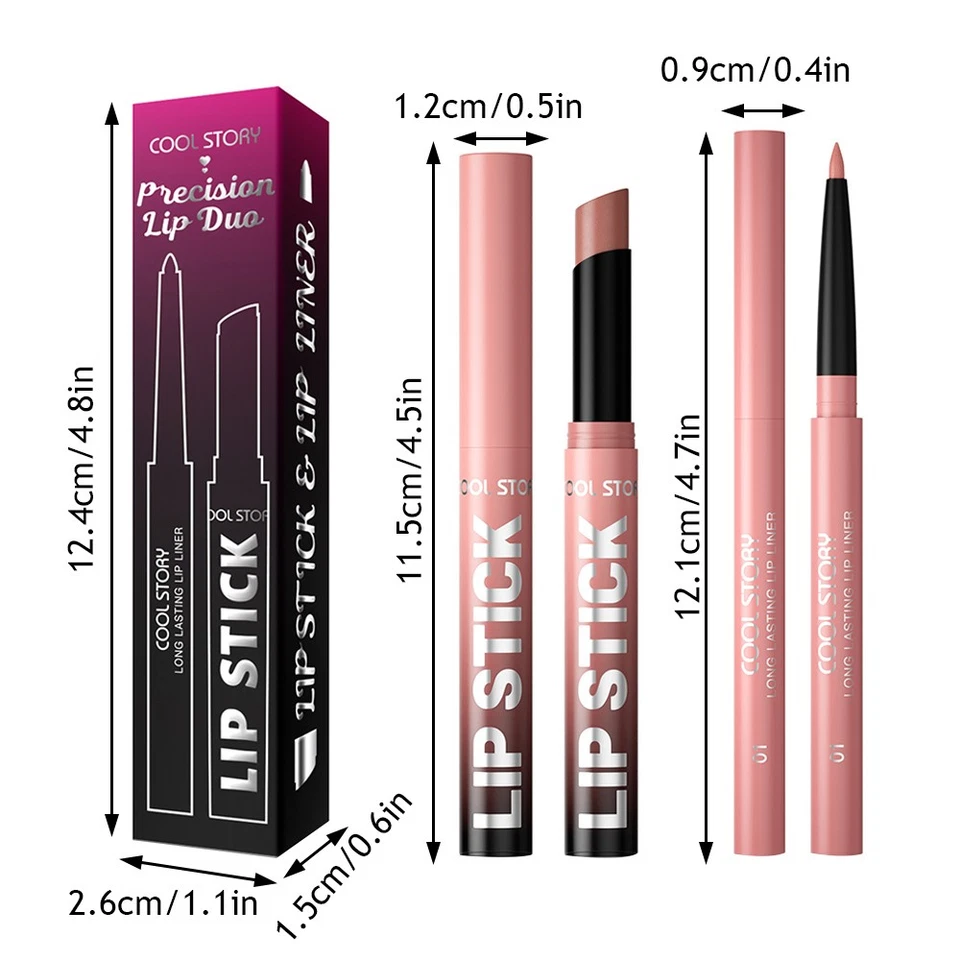 Professional Lip Makeup Set Creamy Lipstick and Lip Liner for Long Wear - Image 3 of 4