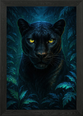 Black Panther Portrait im Dschungel gerahmtes Wandbild Poster Leinwanddruck Bild