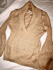 Y2K Babydoll Knit Top Sparkly Tulip Sleeve Fairycore Whimsy Holiday Luxury Sz M