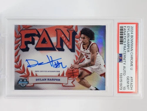 DYLAN HARPER 2024-25 BOWMAN U CHROME FANATICS AUTO PSA 10