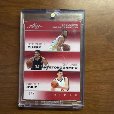 2024 Leaf Exclusive Legends Edition TRIPLE Red /5 Steph Curry Giannis Jokic SSP - Image 1 of 3