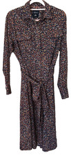 Burgs Maxi Dress Crinkle Effect Button Through Tie Waist Pockets Smart Size 12